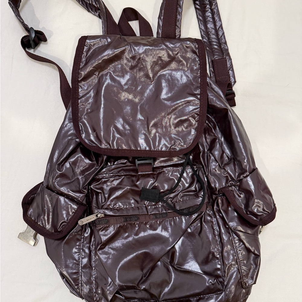 Lesportsac Shiny Brown Backpack